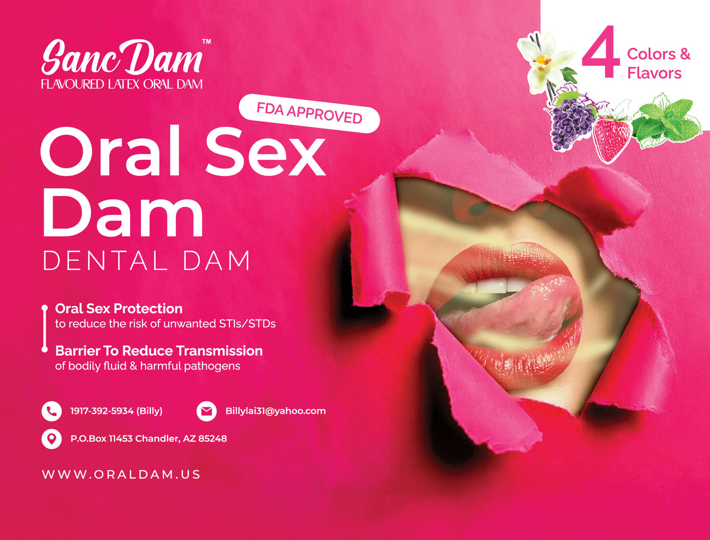 (FDA APPROVED) 48 Strawberry SancDam Ultra-Thin 0.07mm Oral Sex Dam Membrane Cunnilingus Prop Fellatio