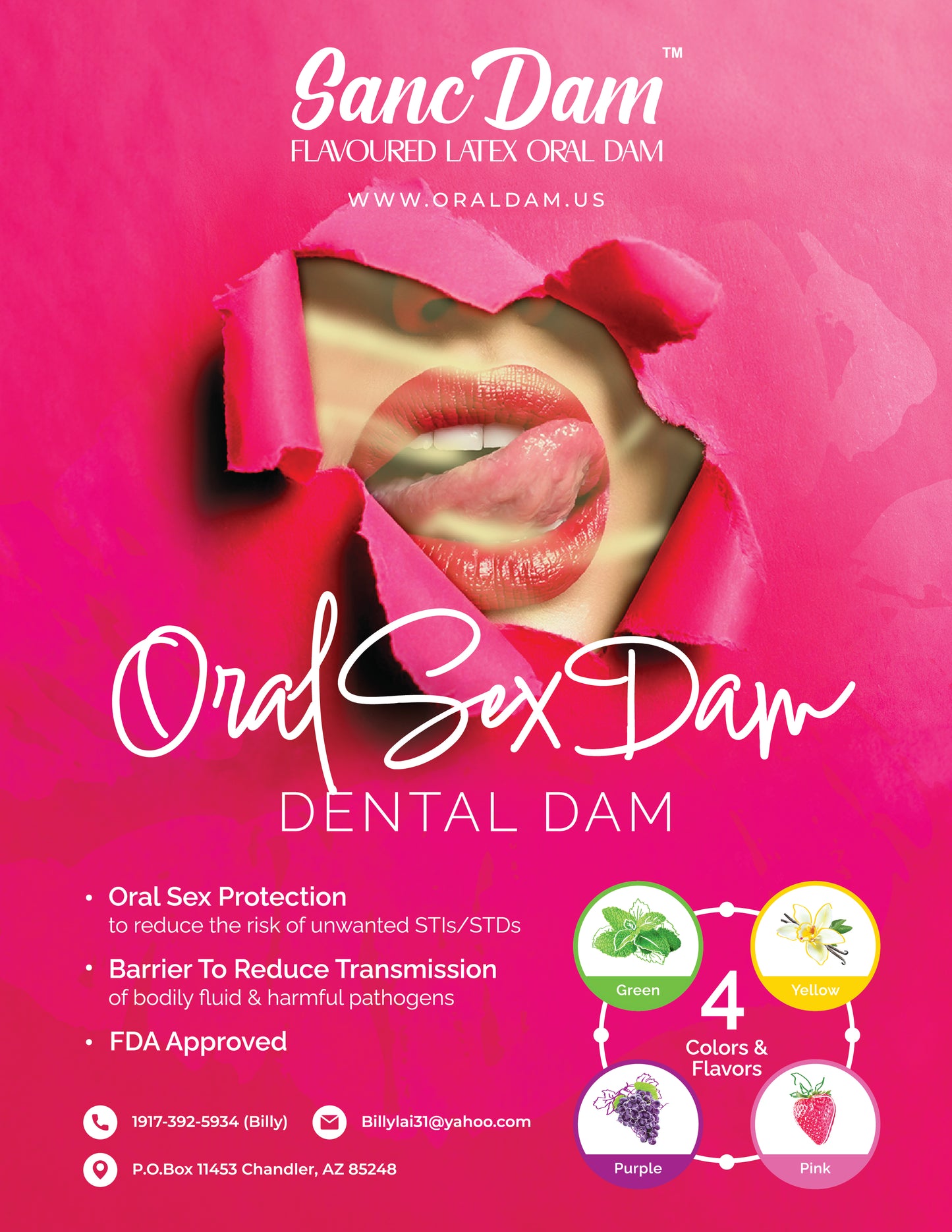 (FDA APPROVED) 12 Mint SancDam Ultra-Thin 0.07mm Oral Sex Dam Membrane Cunnilingus Prop Fellatio