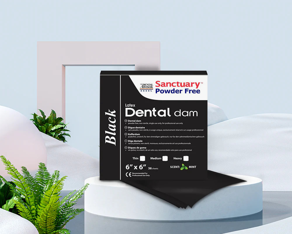 (Product Of Malaysia) Sanctuary Rubber Dental Dam Latex 6"X6" Medium Gauge, Mint Scented (Black Pack of 36)