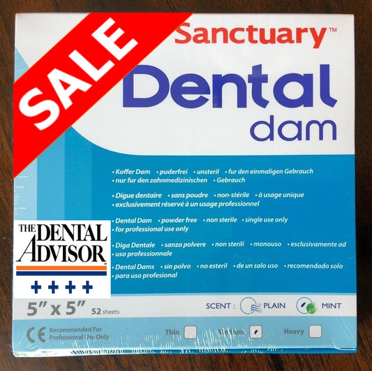 (Product Of Malaysia) Sanctuary Rubber Dental Dam Latex 5"X5" Medium Gauge, Mint Scented (Green Pack of 52)