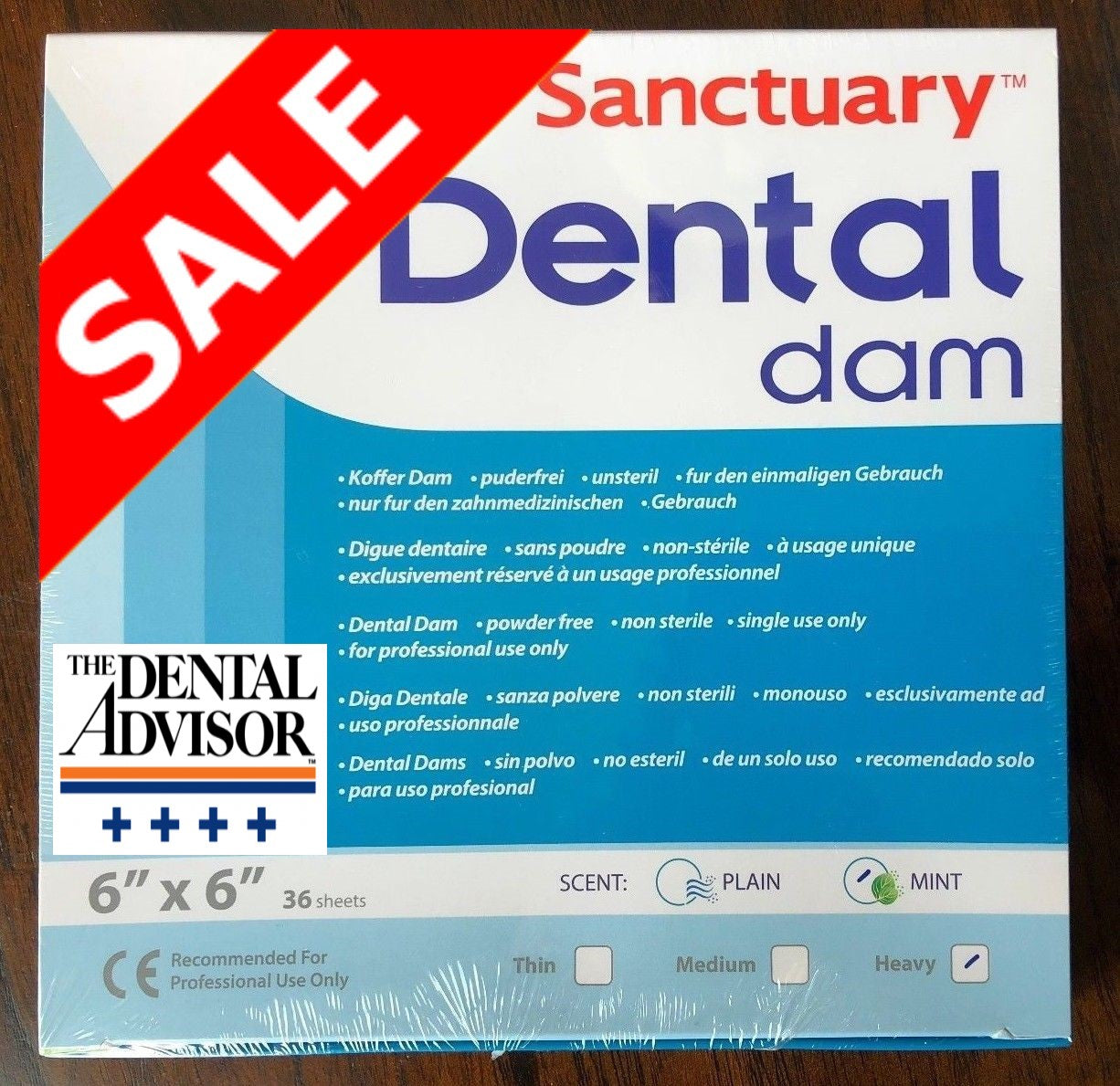 (Product Of Malaysia) Sanctuary Rubber Dental Dam Latex 6"X6" Heavy Gauge, Mint Scented (Green Pack of 36)