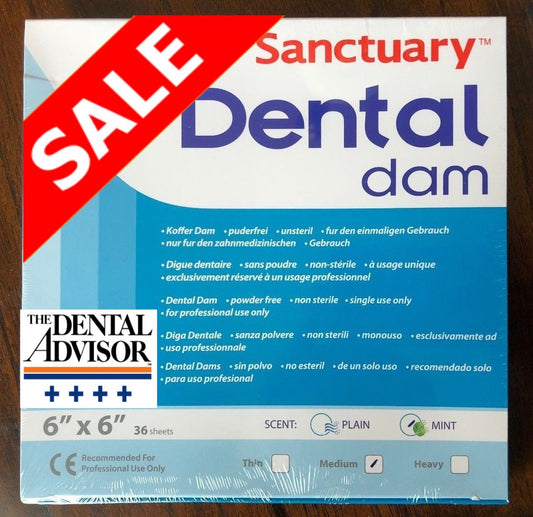 (Product Of Malaysia) Sanctuary Rubber Dental Dam Latex 6"X6" Medium Gauge, Mint Scented (Green Pack of 36)