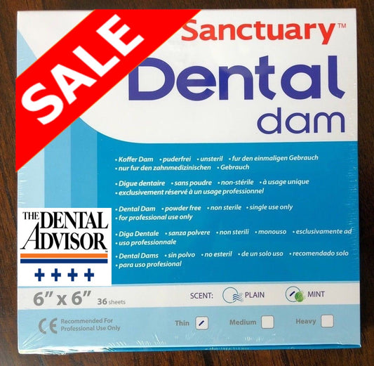 (Product Of Malaysia) Sanctuary Rubber Dental Dam Latex 6"X6" Thin Gauge, Mint Scented (Green Pack of 36)