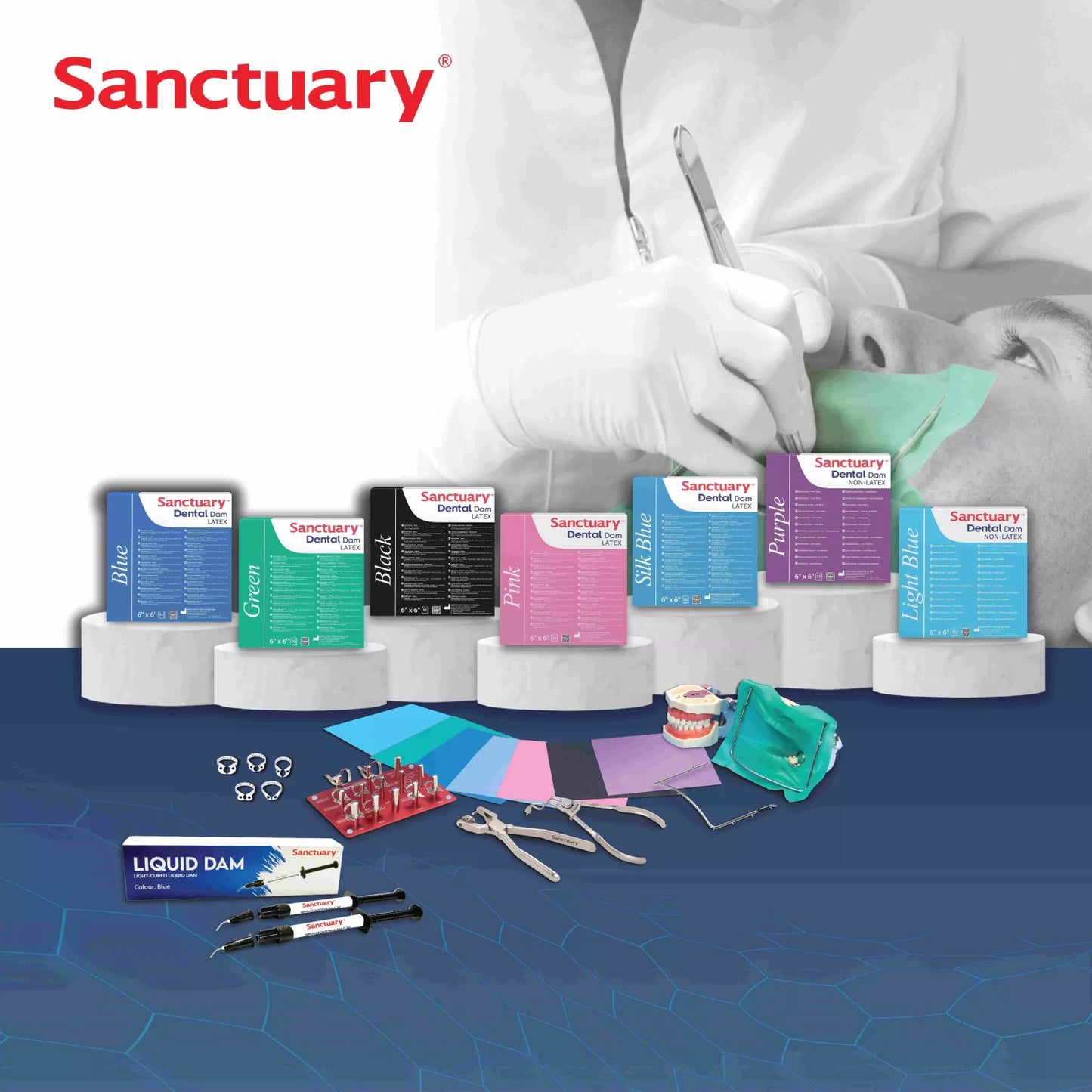 (Product Of Malaysia) Sanctuary Rubber Dental Dam Latex 6"X6" Medium Gauge, Mint Scented (Green Pack of 36)